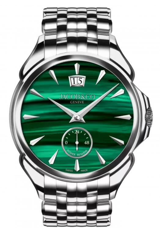 Review Jacob & Co PALATIAL CLASSIC MANUAL BIG DATE - STAINLESS STEEL (MALACHITE) BRACELET PC400.10.AA.AC.A10AA Replica watch